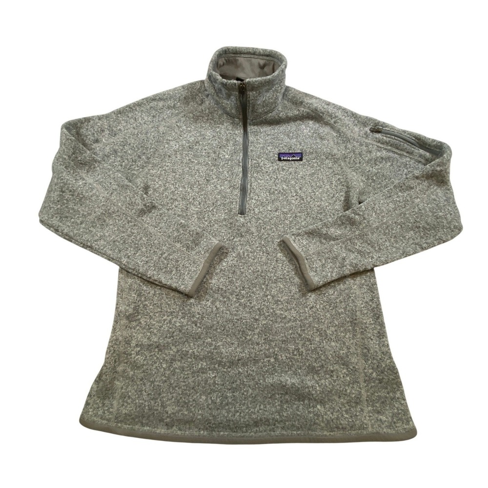 Patagonia Gray Marled Fleece Quarter Zip Pullover Size Large Worn Wear - Picture 3 of 10